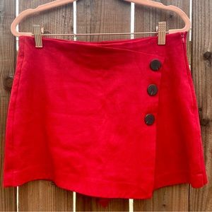 ❣️Zara Red Faux Suede Skort (Skirt with Shorts) in Fiery Red Size Medium❣️